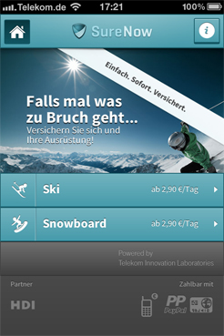 SureNow App Startseite