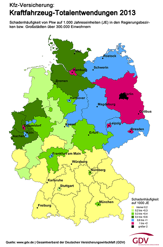 Grafik Autodiebstahl nach Bundesländern 